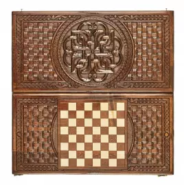 Резные нарды из бука"Армянский узор 13"