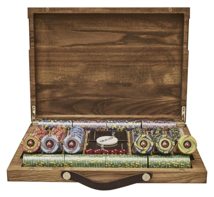 EPT Ceramic Poker Set with 500 chips in an ash case