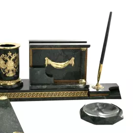 Настольный набор руководителя из мрамора "Лев"