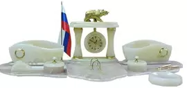 Настольный набор из оникса с медведем