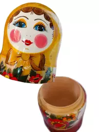 Single matryoshka made of linden and amber "Vladislav" (20 cm)
