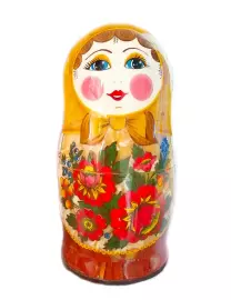 Single matryoshka made of linden and amber "Vladislav" (20 cm)