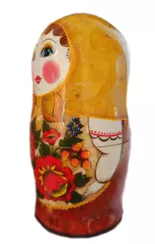 Single matryoshka made of linden and amber "Vladislav" (20 cm)