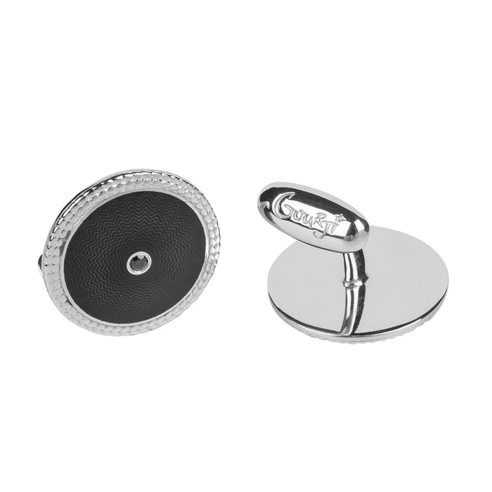 Hermitage cufflinks, black enamel
