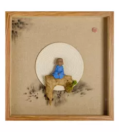 Панно "Дзен медитация" (монах в голубом на белом фоне)