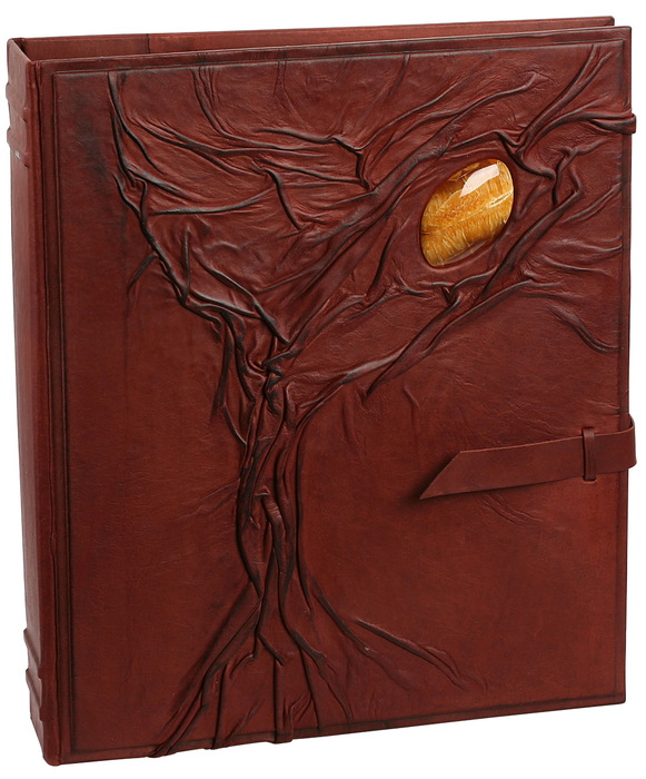 Leather-bound photo album "The Tree of Life" (brown)