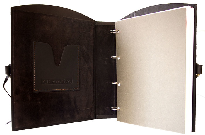 Leather-bound photo album "Behind seven locks" (brown), large