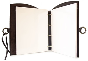 Leather-bound photo album "Behind seven locks" (brown), large
