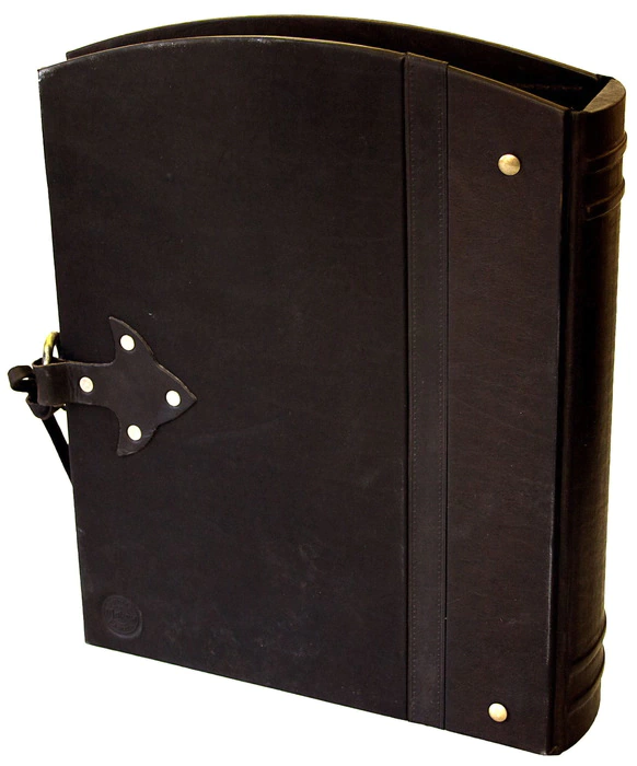 Leather-bound photo album "Behind seven locks" (brown), large