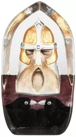 Crystal sculpture "Odin" with hand-painted and engraved
