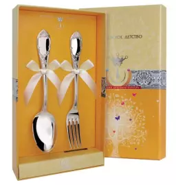 Серебряный десертный набор "Престиж": вилка и ложка, на 1 персону