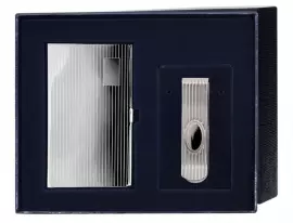 Набор серебряная визитница и зажим для купюр №2