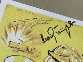 Постер с автографами актёров Луно Вентуро, Шарля Азнавура, Харди Крюгера