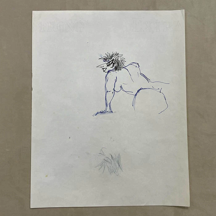 A handwritten drawing by film director Federico Fellini