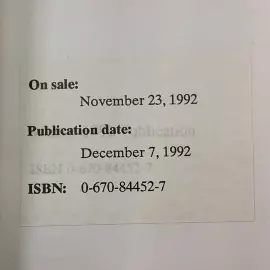Stephen King's book "Dolores Claiborne" special edition for critics in 1992.