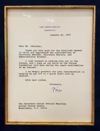 Письмо с автографом 42-го президента США Билла Клинтона