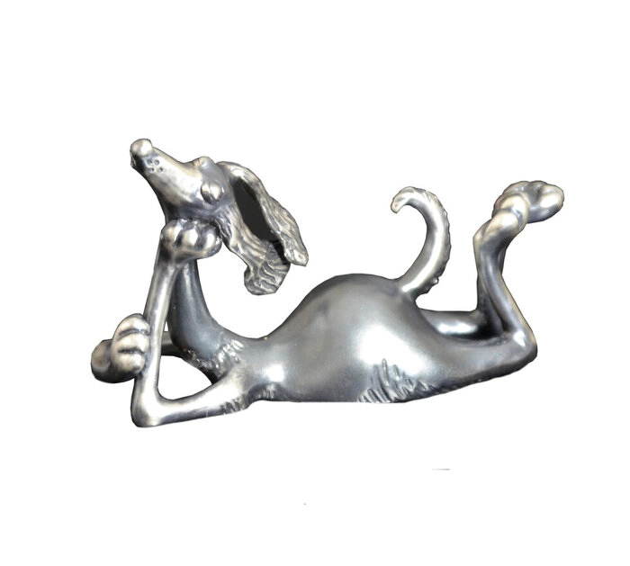 Silver figurine "The dog lies"
