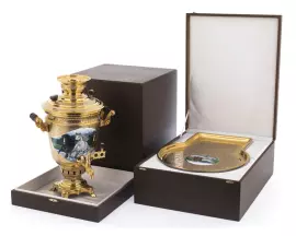 Чайный набор с самоваром "Вольные скакуны" на 2 персоны, Златоуст