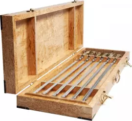 Набор шампуров "Медведь" на 6 персон, карельская береза