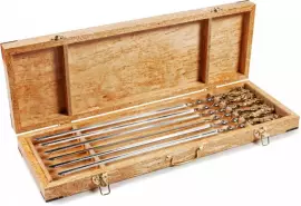 Набор шампуров "Медведь" на 6 персон, карельская береза