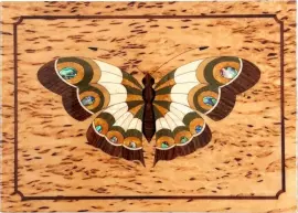 Шкатулка "Бабочки" карельская береза