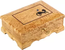 Шкатулка "Котенок с бабочкой" карельская береза