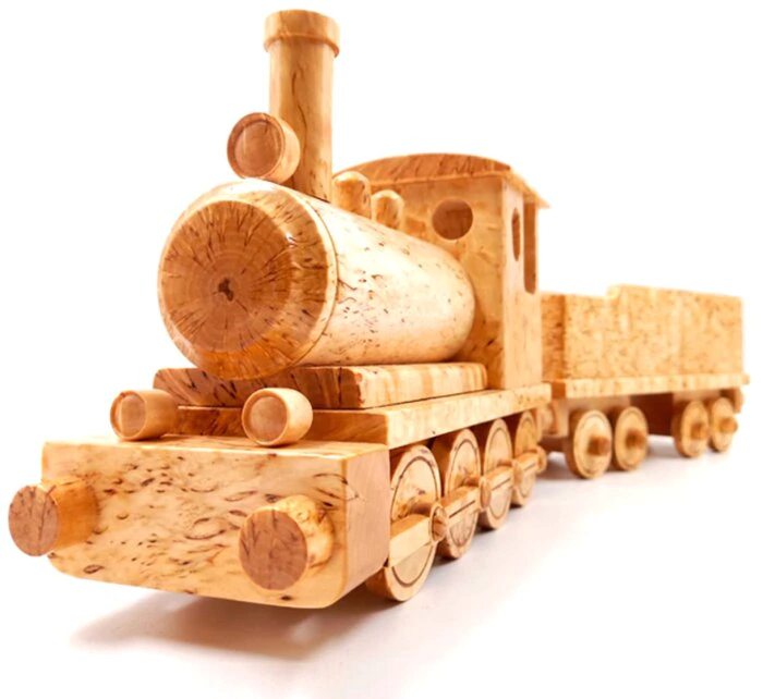 Domino gift "Steam train" made of Karelian birch