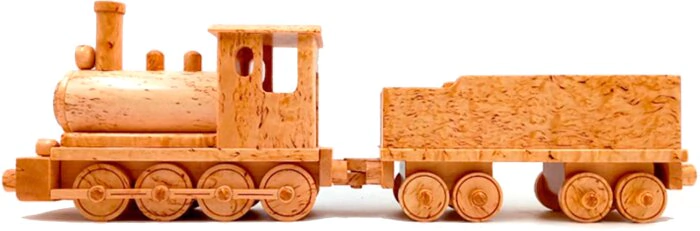 Domino gift "Steam train" made of Karelian birch