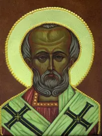 The folding is carved from solid black oak with handwritten leather faces and halos covered with gold leaf