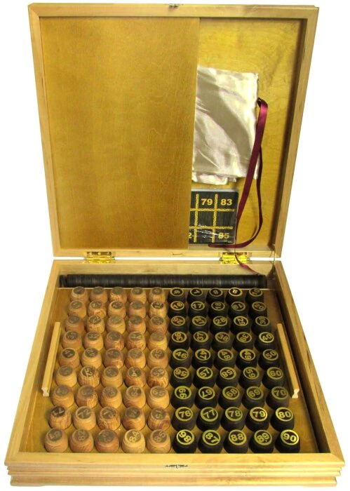 Russian lotto "Bochkmaty" in a moraine birch casket