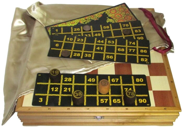 Russian lotto "Bochkmaty" in a moraine birch casket