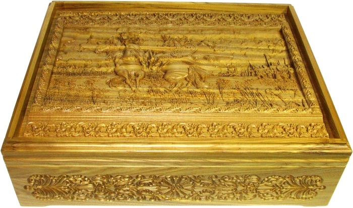 THE REAL "Russian lotto - Peresvet's duel with Chelubey on Kulikovo field" in a box made of stained ash