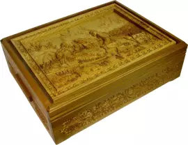 НАСТОЯЩЕЕ "Русское лото - Охотники на привале" в шкатулке из мореного ясеня