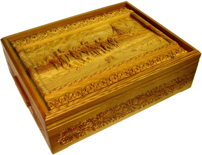 THE REAL "Russian lotto - Boatmen on the Volga" in a box made of stained ash
