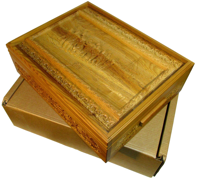 THE REAL "Russian lotto - Boatmen on the Volga" in a box made of stained ash