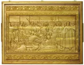 НАСТОЯЩЕЕ "Русское лото - Запорожцы пишут письмо турецкому султану" в шкатулке из мореного ясеня