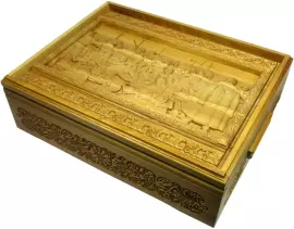 НАСТОЯЩЕЕ "Русское лото - Запорожцы пишут письмо турецкому султану" в шкатулке из мореного ясеня