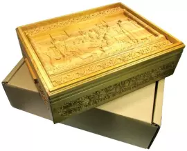 НАСТОЯЩЕЕ "Русское лото - Запорожцы пишут письмо турецкому султану" в шкатулке из мореного ясеня