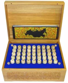 Лото в резной шкатулке из мореного ясеня