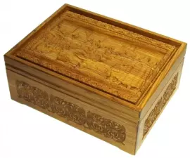 Лото в резной шкатулке из мореного ясеня "Запорожцы пишут письмо турецкому султану"