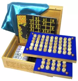 Лото в резной шкатулке из мореного ясеня "Запорожцы пишут письмо турецкому султану"