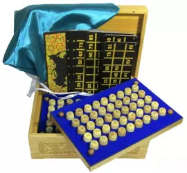 Лото в резной шкатулке из мореного ясеня "Запорожцы пишут письмо турецкому султану"