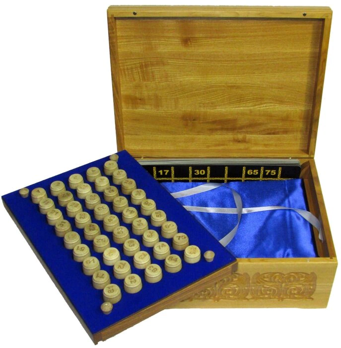 Lotto in a carved box made of stained ash "The duel of Peresvet with Chelubey on Kulikovo field"