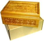 Lotto in a carved box made of stained ash "The duel of Peresvet with Chelubey on Kulikovo field"