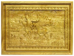 Lotto in a carved box made of stained ash "The duel of Peresvet with Chelubey on Kulikovo field"