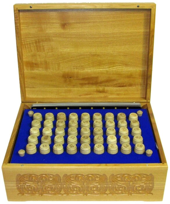 Lotto in a carved box made of stained ash "The duel of Peresvet with Chelubey on Kulikovo field"
