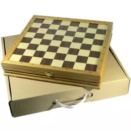 Шахматы из дуба "Вечное противостояние" с раскрашенными оловянными фигурами