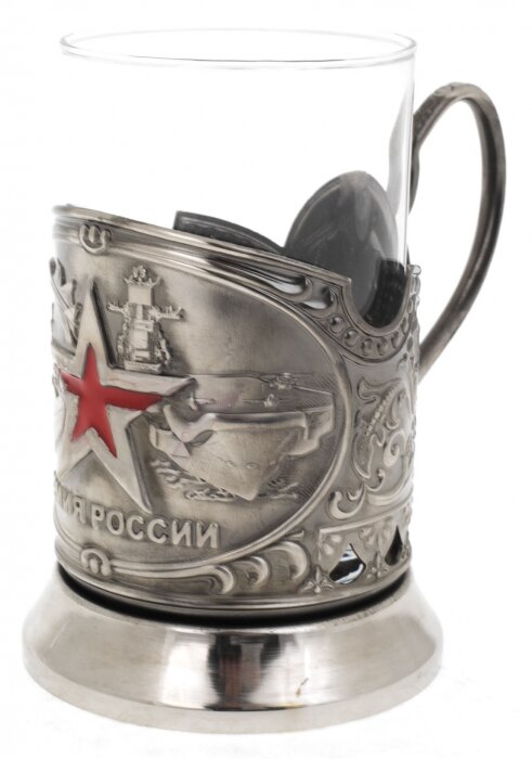 Подстаканник латунный "Армия России" с эмалью