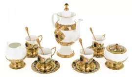 Coffee set "Lady" for 4 persons (lapis lazuli)