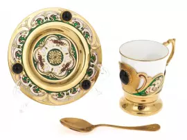 Coffee set "Lady" for 4 persons (lapis lazuli)